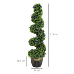 HOMCOM Set of 2 Artificial Boxwood Spiral Plants with UV Protection and Lavender, 115cm, Green and Blue