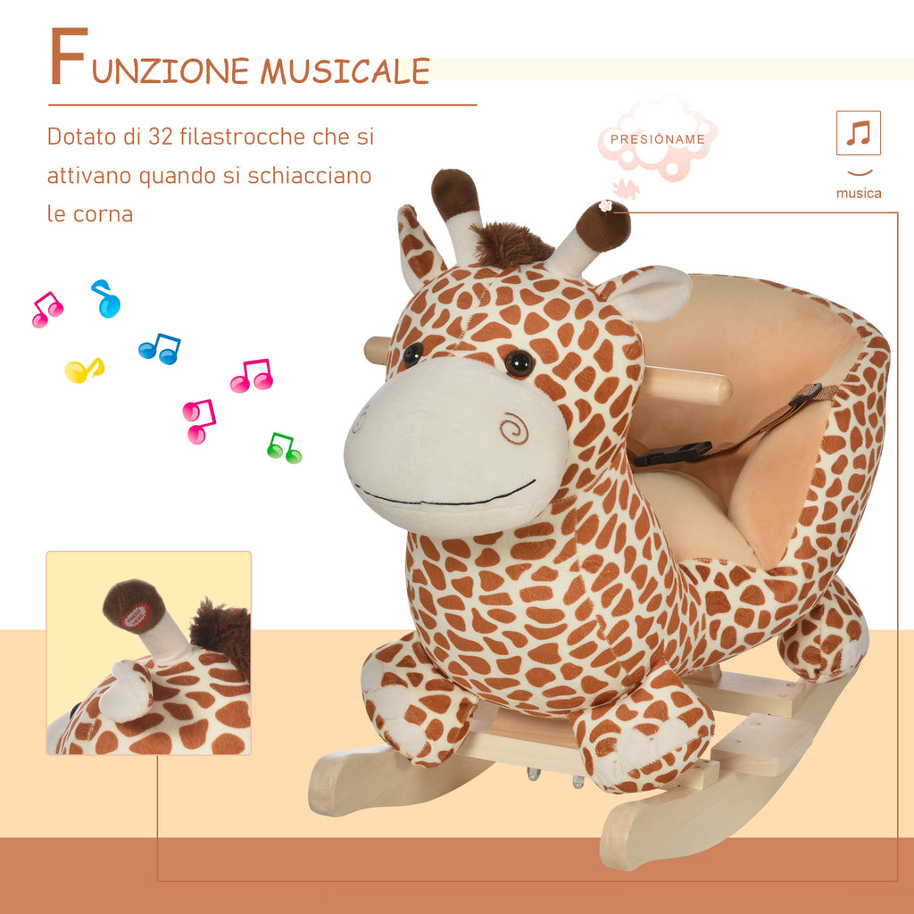 Wooden Giraffe Rocking Horse for Children 60x33x45cm