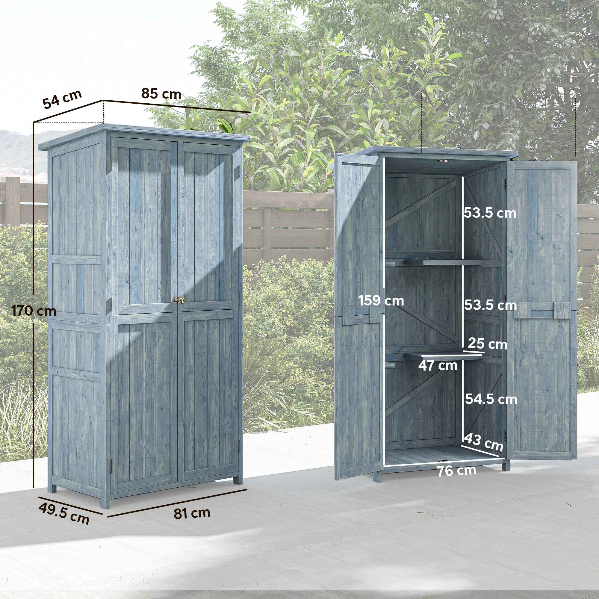 Outsunny Outdoor Storage Cabinet, Tool Shed with 2 Shelves