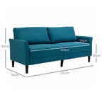 3-Seater Fabric Sofa with Deep Seat and Thick Padding, 191x79x87 cm, Peacock Blue