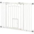 Small and Medium Dog Gate with Automatic Closing, in Steel and PA, 74-100x76 cm, White - Borgè
