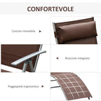 Folding Garden Lounger with Cushion, 7-Reclining Backrest, 137x63.5x100.5cm, Brown