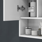 kleankin Bathroom Mirror Cabinet with 3 Soft-Close Doors and Adjustable Shelves, 90x15x75 cm, White