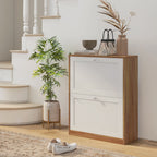 HOMCOM Slim Shoe Rack with 3 Adjustable Shelves at 2 Levels for 12 Pairs, in Chipboard and MDF, 60x24.5x75.5 cm - Borgè