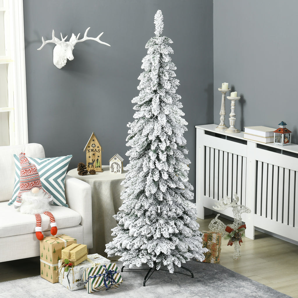 180cm Snowy Christmas Tree with 523 Branches and Steel Base for Indoors