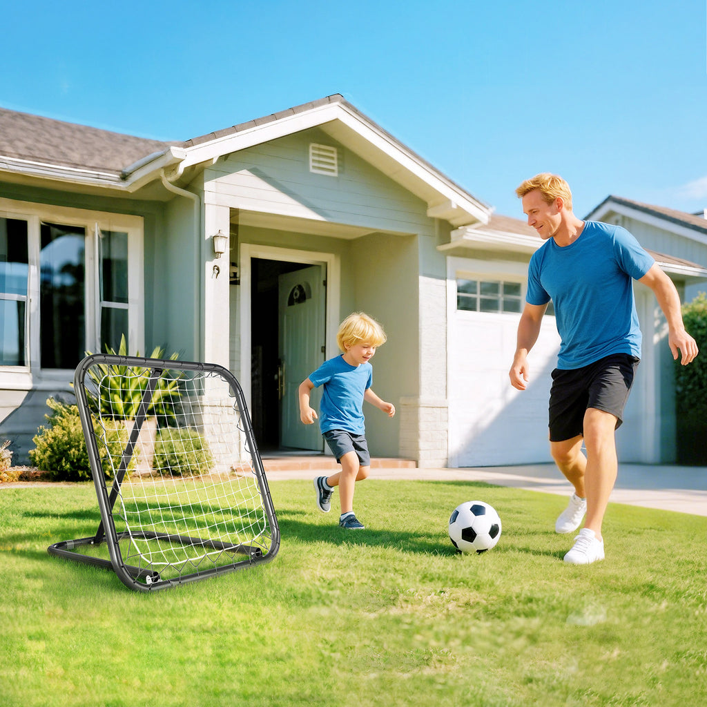 Metal Soccer Rebounder with Adjustable Angle, 78x84x65-78 cm