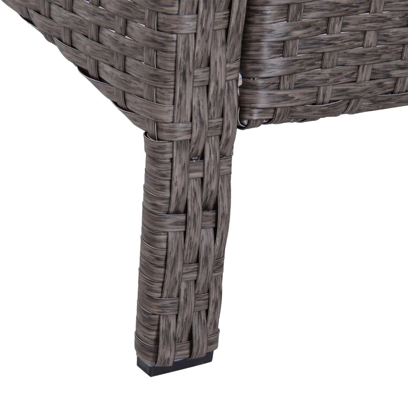 Garden Furniture Set 2 Armchairs 2 Footstools 1 Coffee Table in Tempered Glass Rattan Grey - Borge' Group Limited