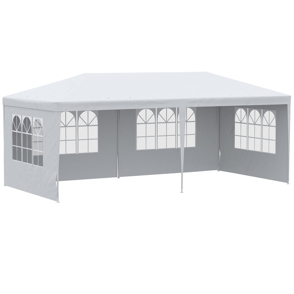 Garden Gazebo for Events with 4 Removable Walls with Windows, 5.8x2.9x2.5m, White