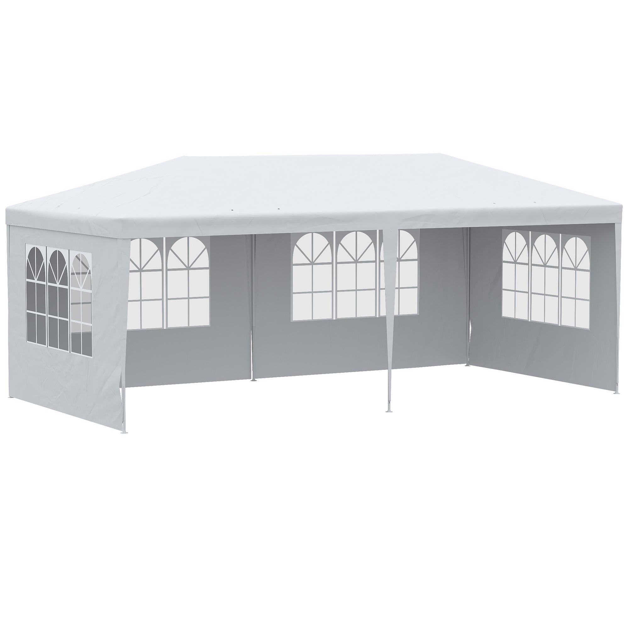 Garden Gazebo for Events with 4 Removable Walls with Windows, 5.8x2.9x2.5m, White