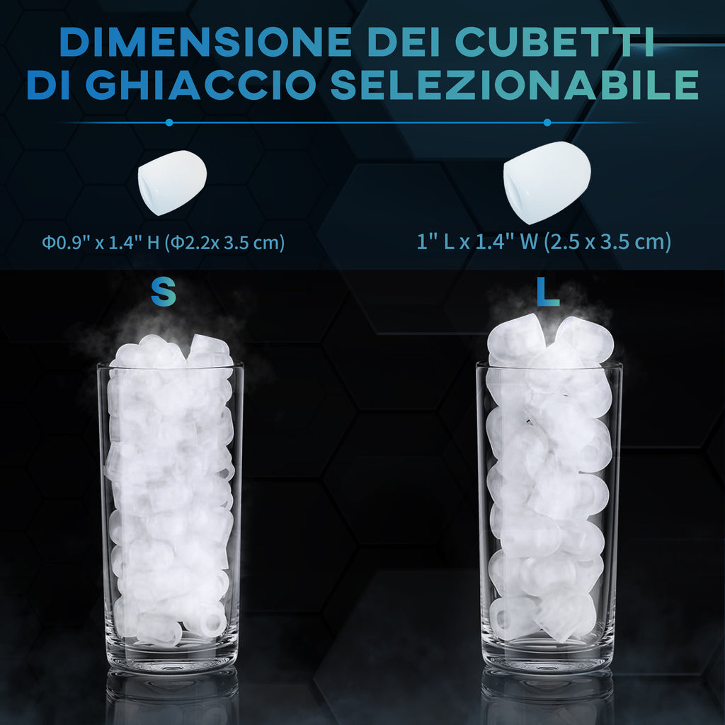 Self-Cleaning Ice Maker with 9 Cubes in 6-13 Minutes, in PP and Copper, 22.2x29.4x29 cm, Black - Borgè