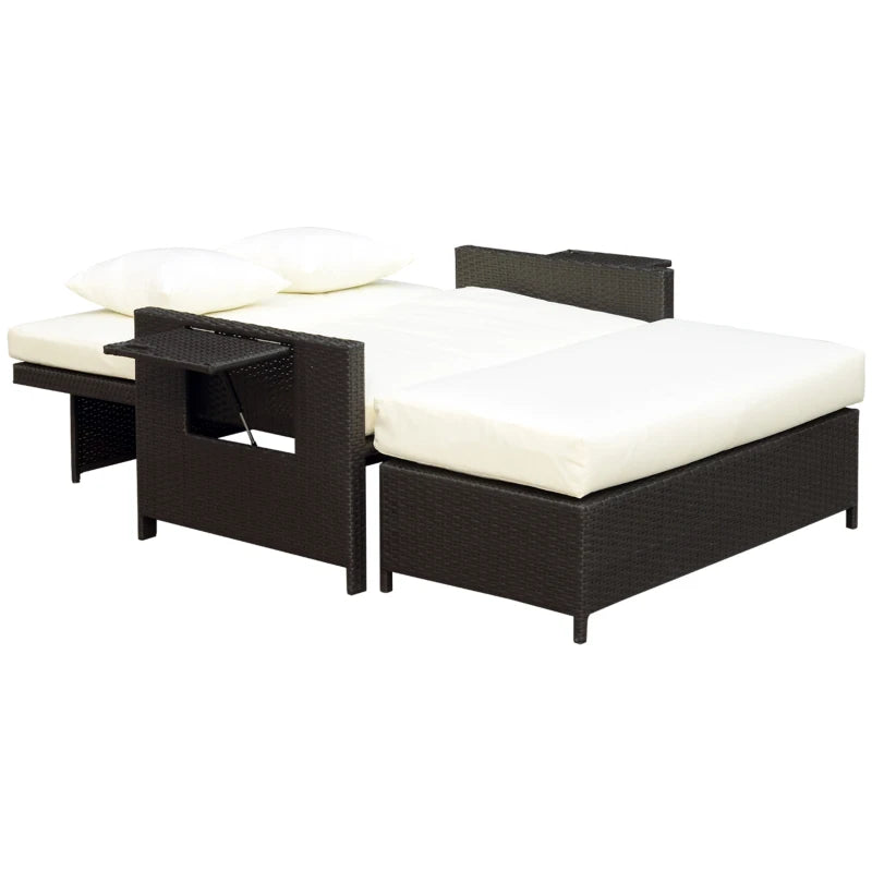 Modular Garden Sofa with Bench, Brown Rattan Garden Furniture, Space-Saving 2-Piece Set - Borge' Group Limited