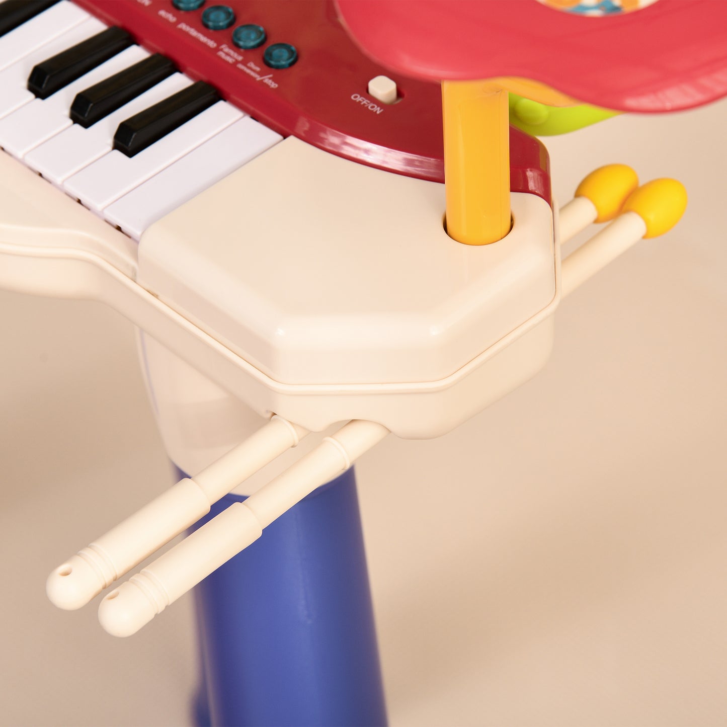 Piano for Children 3-6 Years with Stool, Microphone, Drum and Drumsticks, in PP and ABS, 74x32.2x71 cm