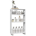Space-Saving 3-Tier Kitchen and Bathroom Cart with Side Bars and Wheels with Brakes, White