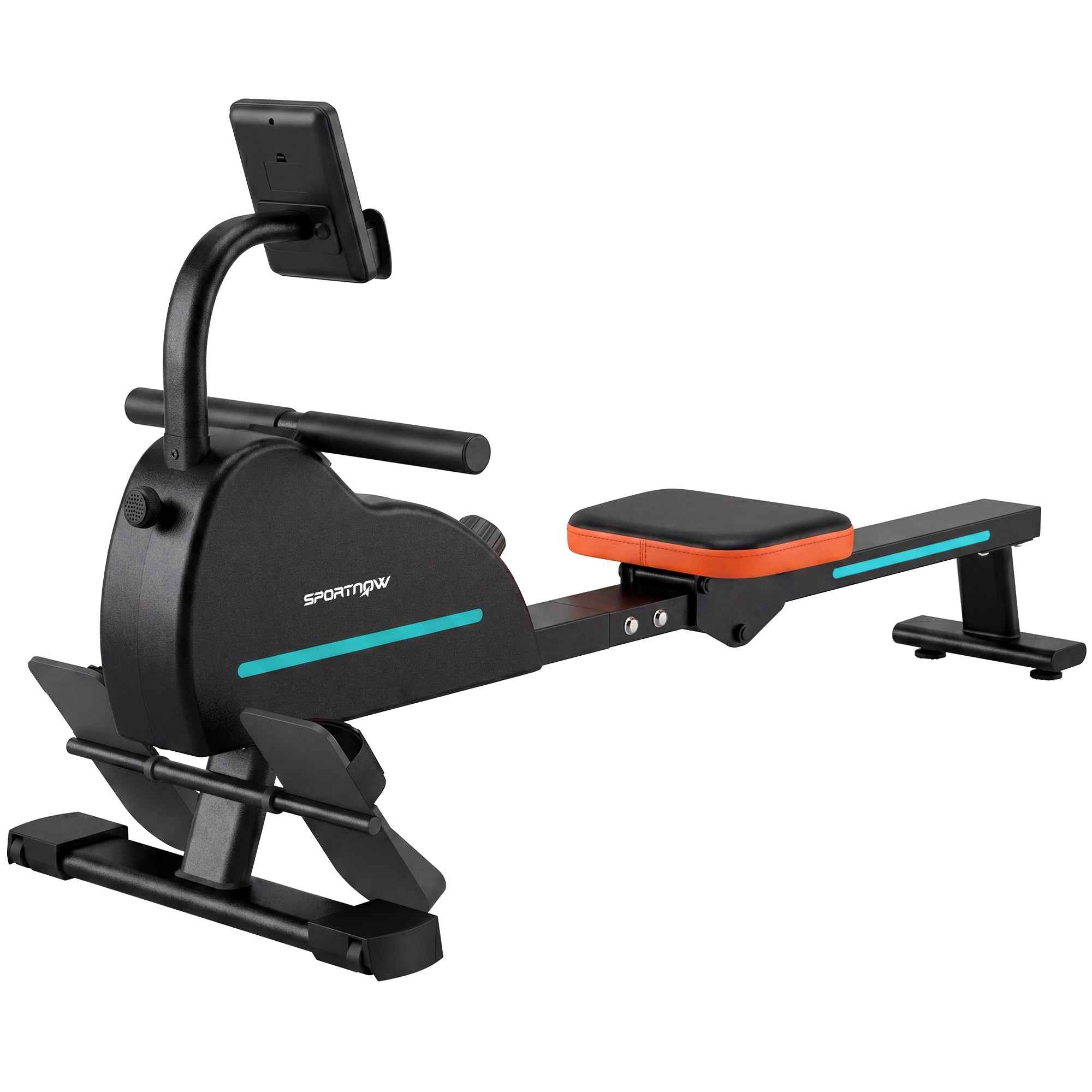 SPORTNOW Home Rowing Machine: 16 Resistance Levels, Bluetooth, APP Compatible.