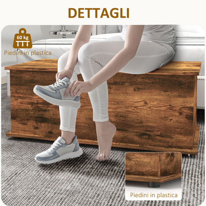 Storage Bench Capacity 60 kg for Bedroom and Entrance, Wooden, 100x40x40 cm, Brown