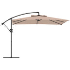 3x3 m Arm Umbrella with Adjustable Cover and Cross Base, in Metal and Polyester, Khaki color