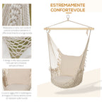 Outsunny Shabby Chic Indoor/Outdoor Rope Garden Hammock, White