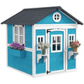Outsunny Children's Playhouse for 3-8 Years Old with Pots and Planters, Made of Fir Wood, 114x126.4x135 cm, Blue