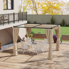 Outsunny garden pergola with retractable roof and curtains, metal and polyester, 300x300x227 cm, beige - Borgè