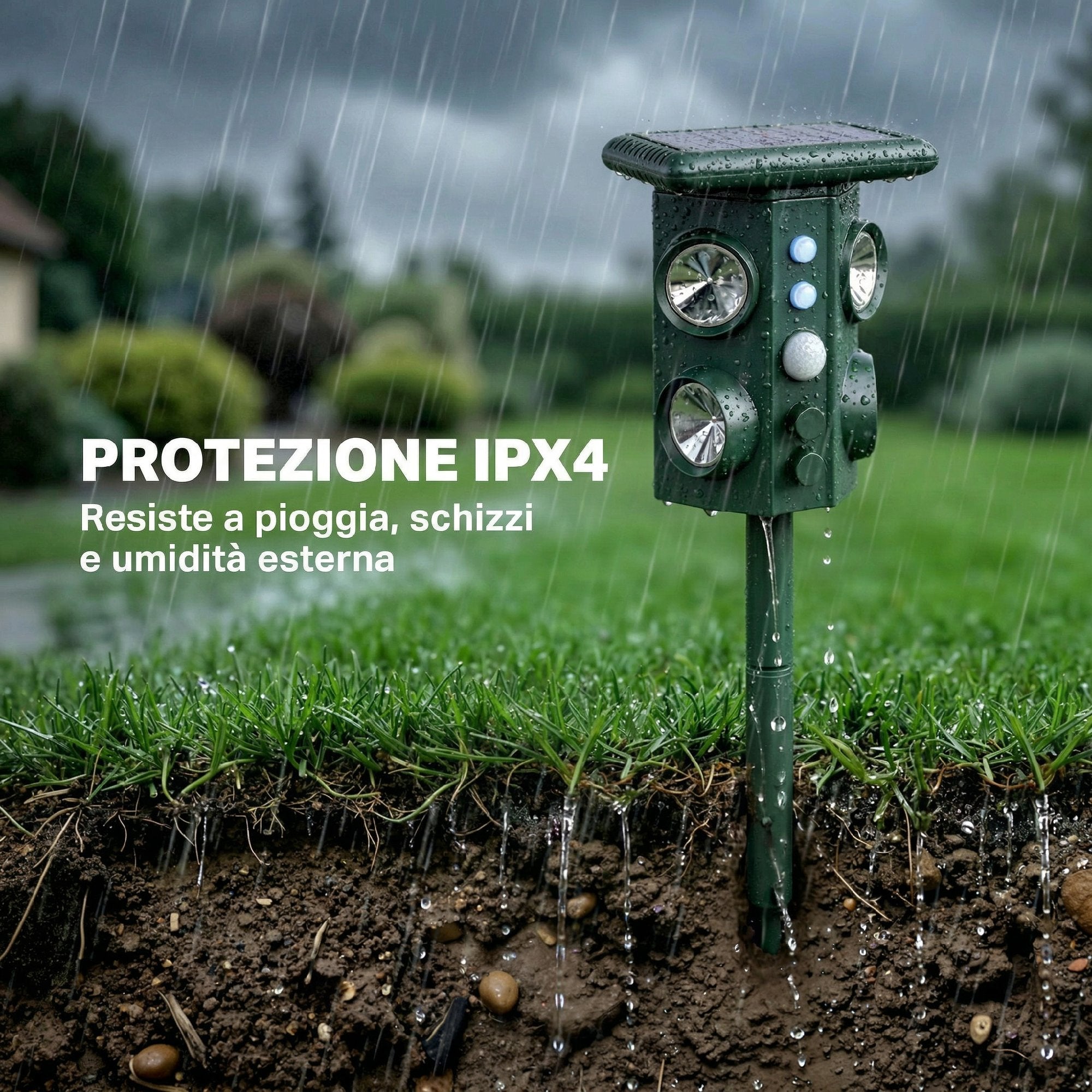 Outsunny Solar Ultrasonic Cat Repellent with 5 Modes, PIR Sensor and LED Flash