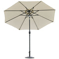Garden Umbrella Φ270 x 245Acm with Crank Opening and Tilting, LED Lights and Solar Panel, Cream White