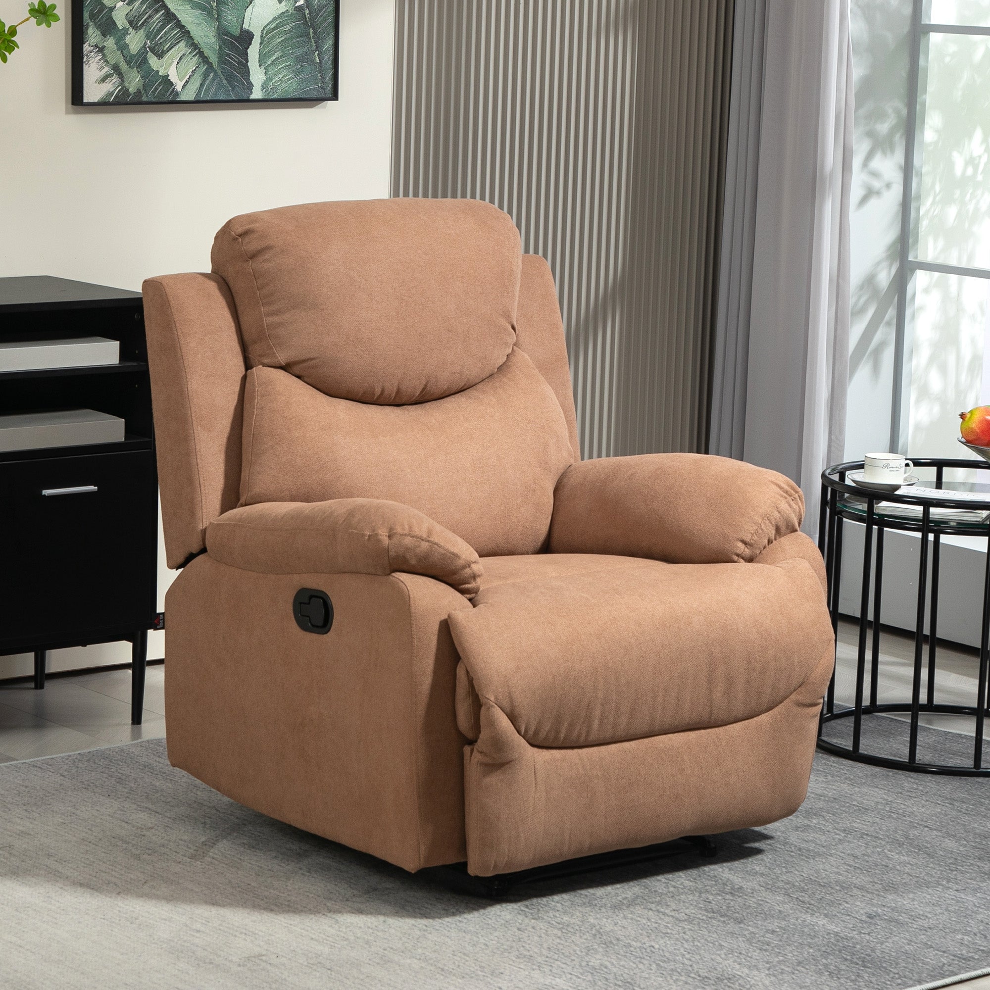 Manual Relax Chair Reclining 150° with Fabric Footrest, 93x88x102cm, Dark Brown