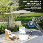Outsunny 247x247cm Cantilever Umbrella with Cross Base and Crank Handle, in Metal and Polyester, Khaki Color