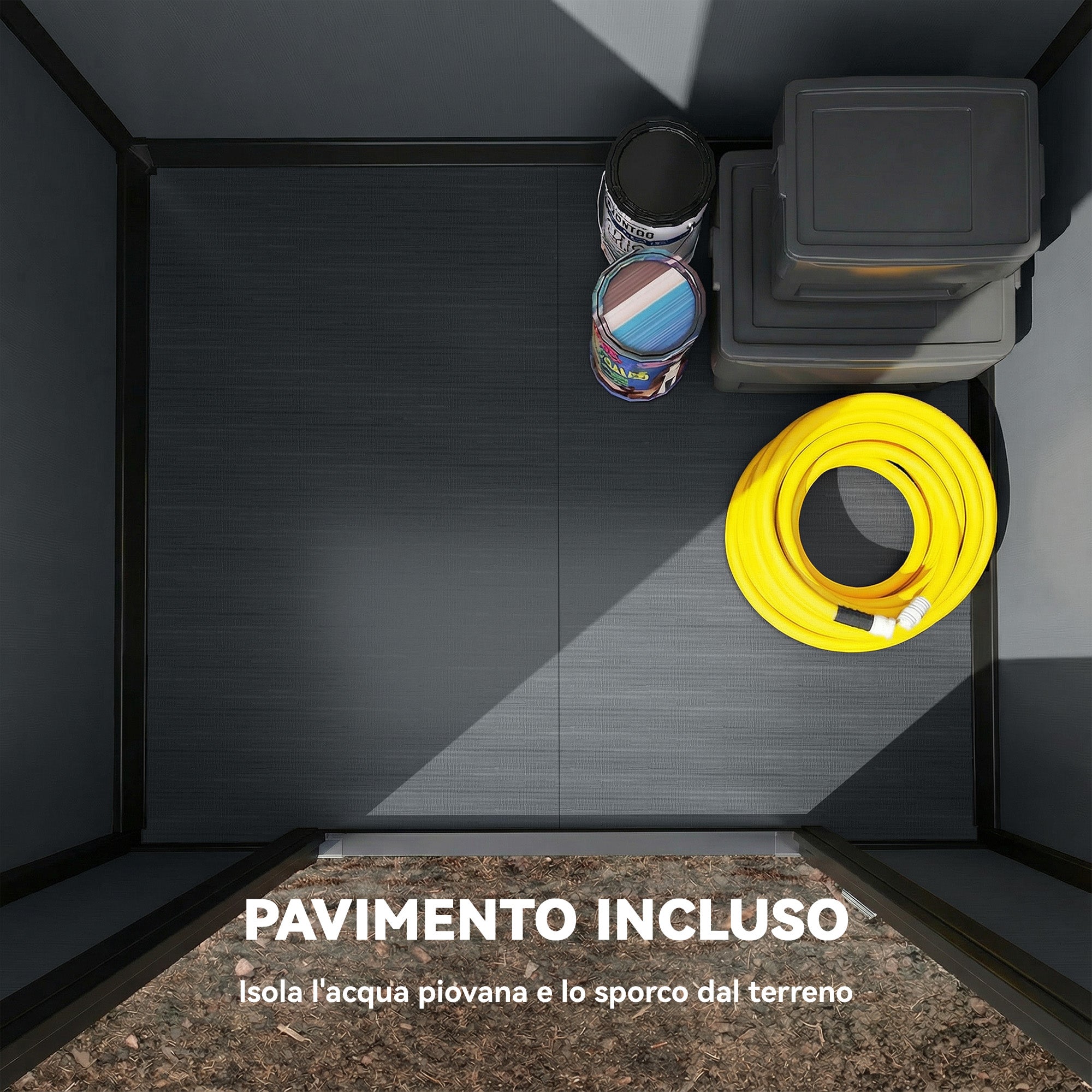 Outsunny 2-Door Tool Shed with Windows and Air Vents, PP and Aluminum, 128x104x196 cm, Dark Gray