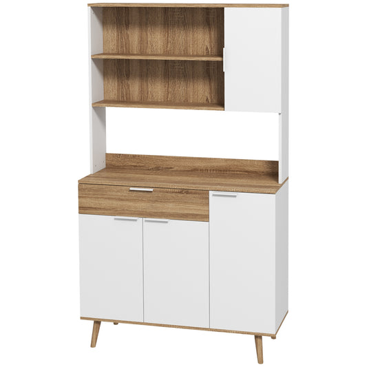 Homcom Modern Mobile Creenza Pantry with lockers and drawer, 98x39x180cm, white and wood - Borgè