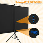 100" Foldable Projector Screen, 16:9 Format, Adjustable Tripod, 235.8 x 8 x 136 cm, Black