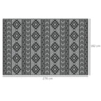 Modern Outdoor Rug Black and Grey PP with Reversible and Foldable Design, 182x274 cm