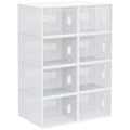 HOMCOM Modular Shoe Rack in PP with 8 Storage Cubes and Magnetic Door, 25x35x19 cm, White and Transparent