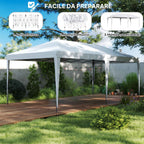 Outsunny 6x3m Pop-Up Garden Gazebo, Folding Party Tent with Carry Bag, White