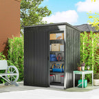 Outsunny Metal Garden Shed with Vents and Sliding Door, 159x106x181 cm, Dark Grey