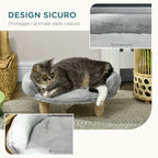 Plush Dog and Cat Sofa Bed with Removable Backrest, 47x40x20 cm, Grey