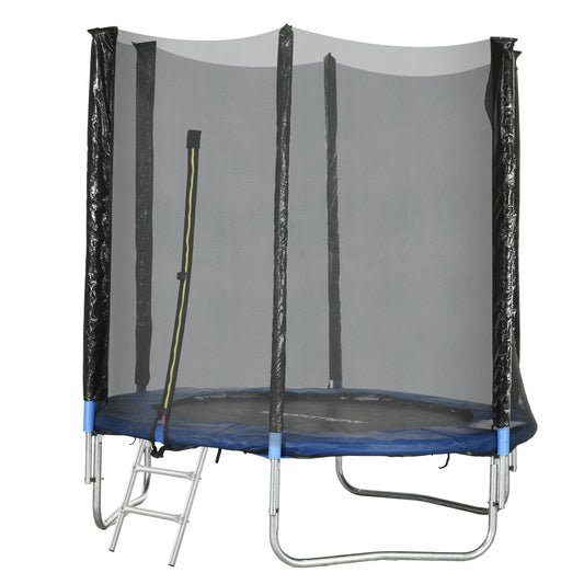 SportNow elastic trampoline with ladder and safety network, in steel and plastic, Ø180x200 cm, blue - Borgè