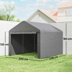 Outsunny 2x2.4m Waterproof Garden Shed with Roll-Up Door and Metal Frame, Light Grey