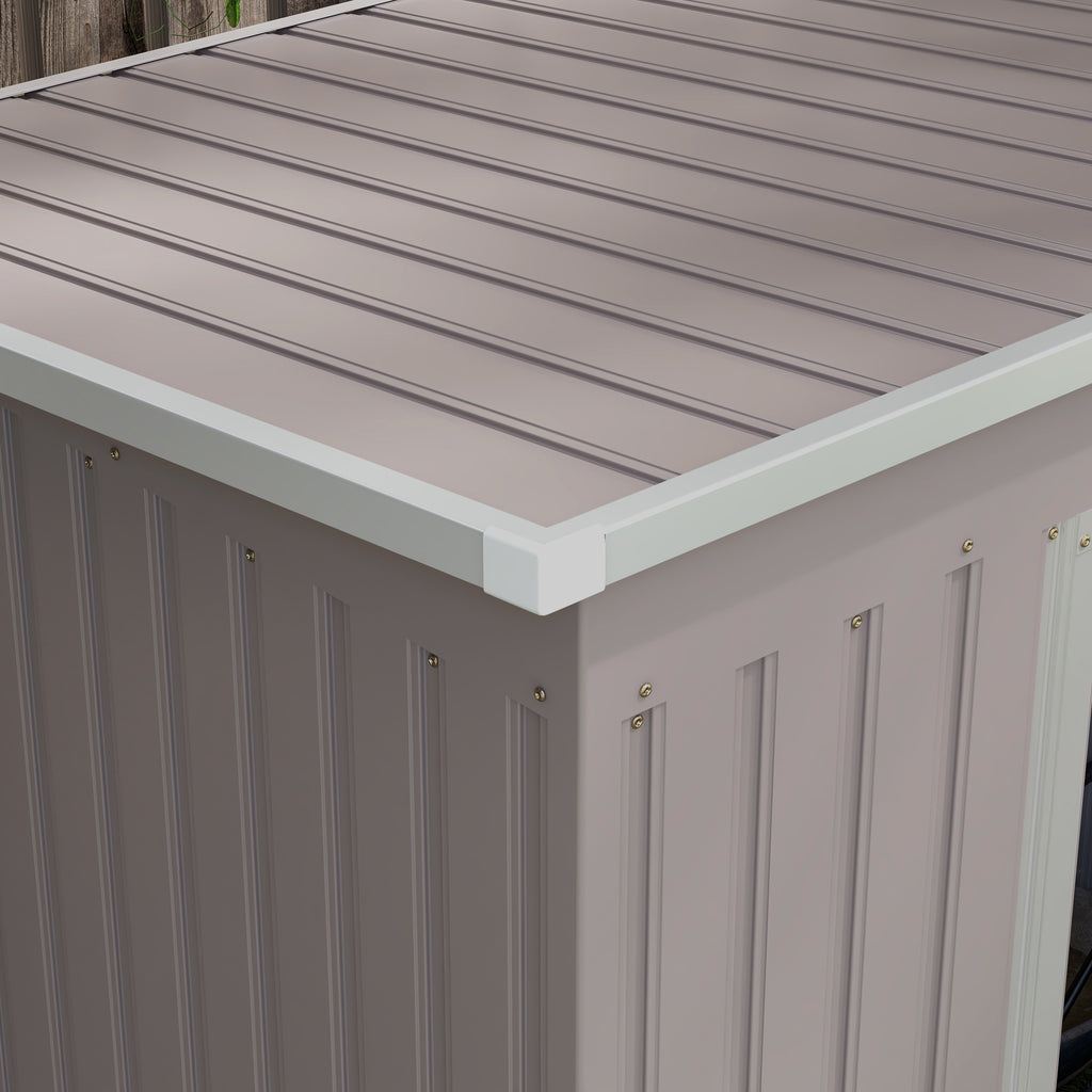 Tool Shed with Sloped Roof, 2 Entrances and Air Intakes, in Galvanized Steel, 213x130x172 cm, Gray