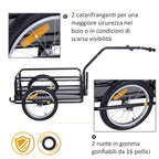 Folding Bike Trailer, 36kg Load Capacity, 156x72x82cm