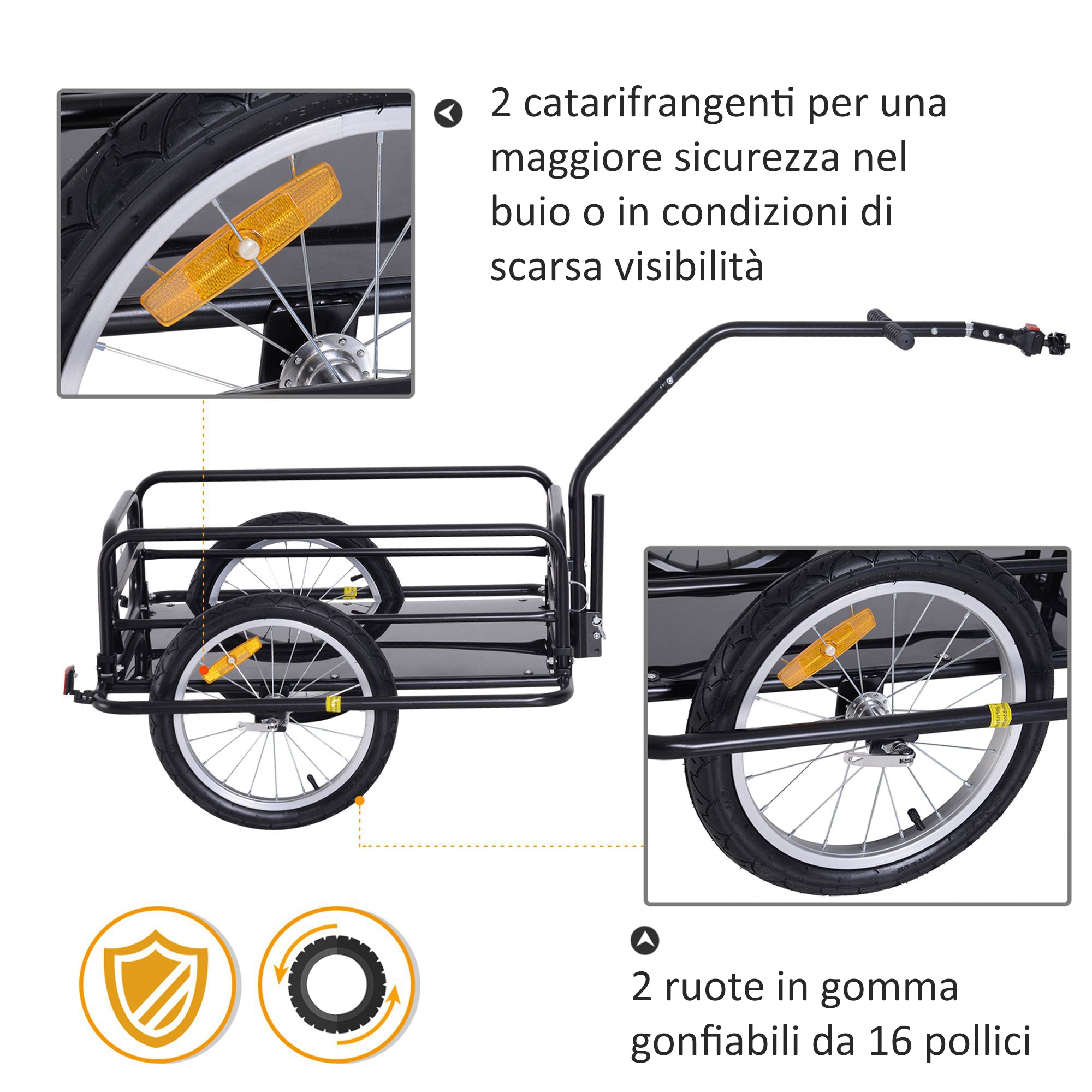 Folding Bike Trailer, 36kg Load Capacity, 156x72x82cm