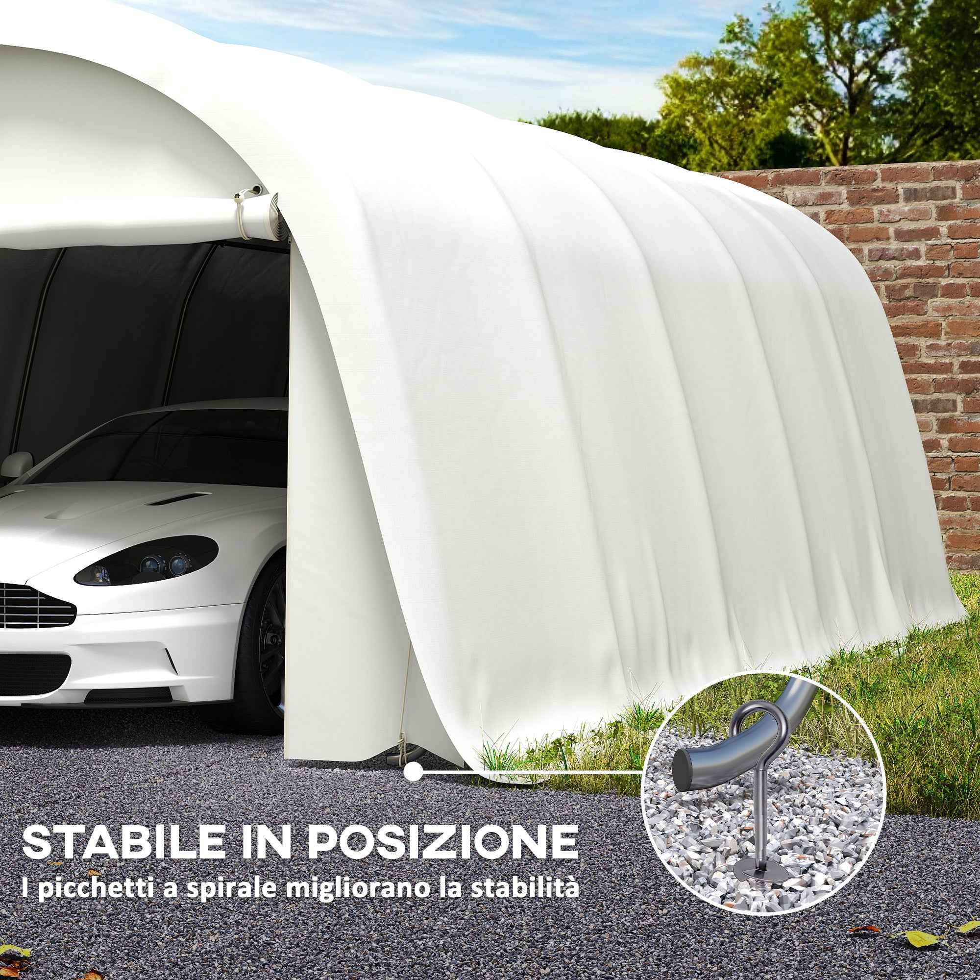 Outsunny Garage Car Awning Outdoor Garage UV50+ Galvanized Frame 3.6x7.2 m Cream