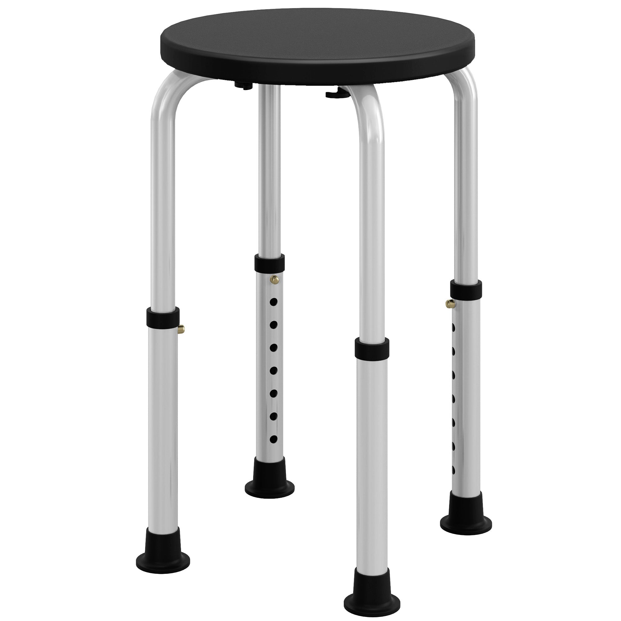 HOMCOM Non-Slip Shower Stool, Adjustable to 8 Heights, Made of Aluminum and PE, 32.5 x 41 x 35.5-54 cm, Black