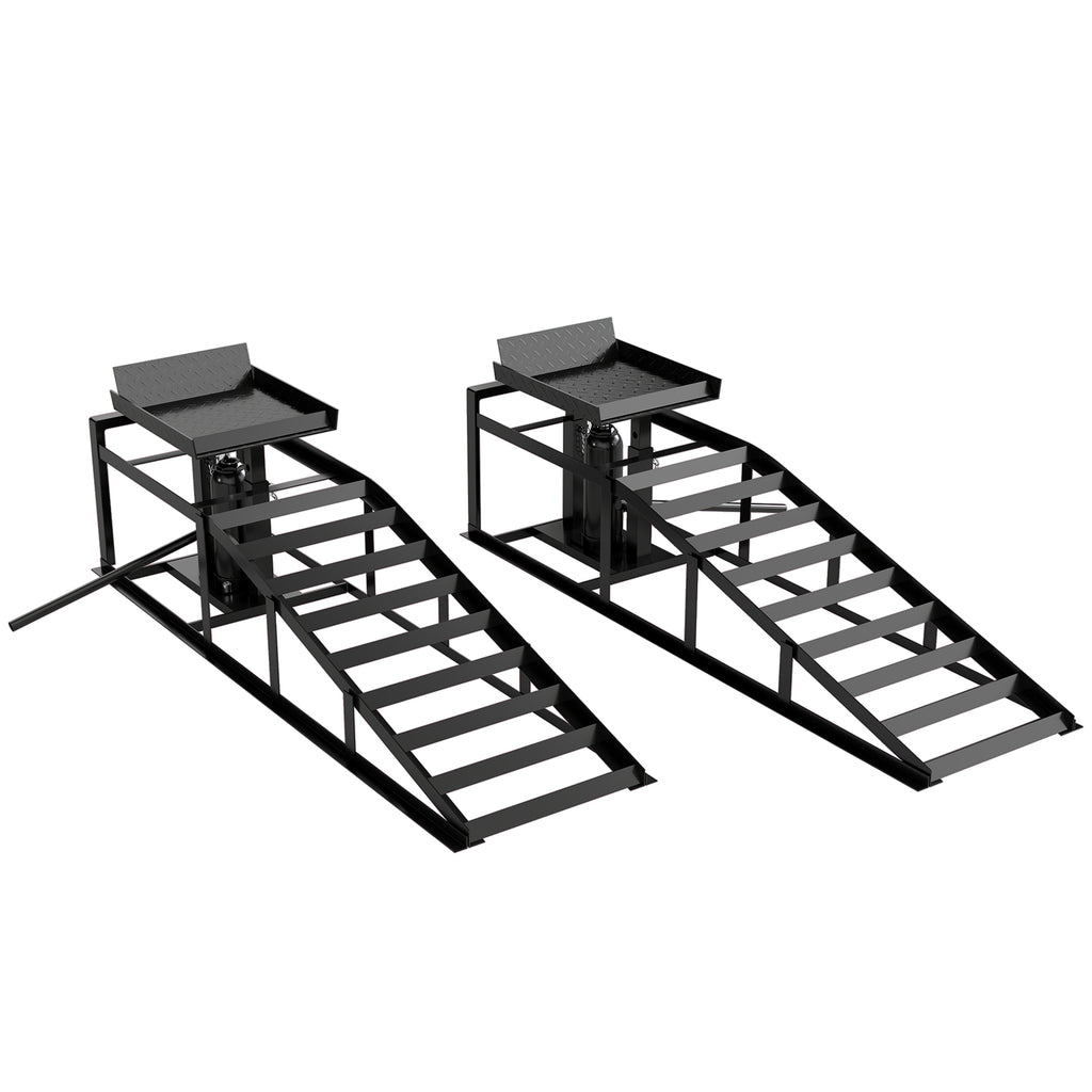 HOMCOM 2 Hydraulic Car Ramps, 3T Capacity, Height 23-32.5cm, Black