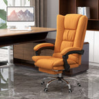 View of the massacle and heated office armchair, reclining with footrests, fake light brown leather - Borgè
