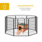 Outdoor Wooden Rabbit Cage with Asphalt Roof and Non-Slip Ramp, 42x51x43cm, Red Orange - Borge' Group Limited