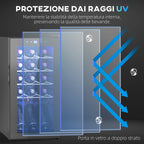 Wine Cooler Refrigerator for 15 Bottles, 44L Capacity, with Temperature Control and Adjustable Shelves, Black