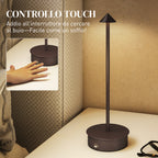 USB Rechargeable Touch Table Lamp, Adjustable 3000K/4500K/6500K, 4-8 Hour Battery Life, Coffee
