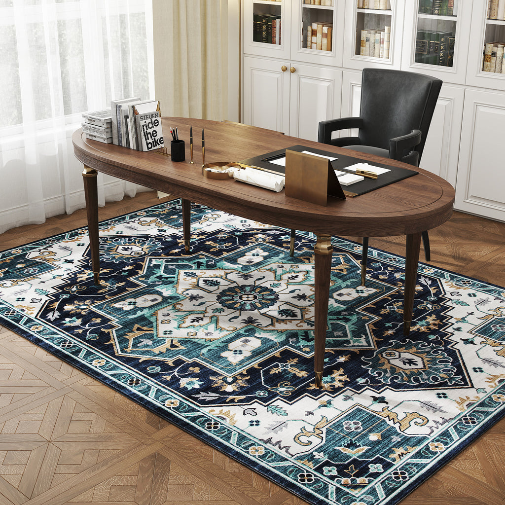 Boho Rug Non-Slip and Washable Short Pile for Living Room and Bedroom, 230x160 cm, Multicolor