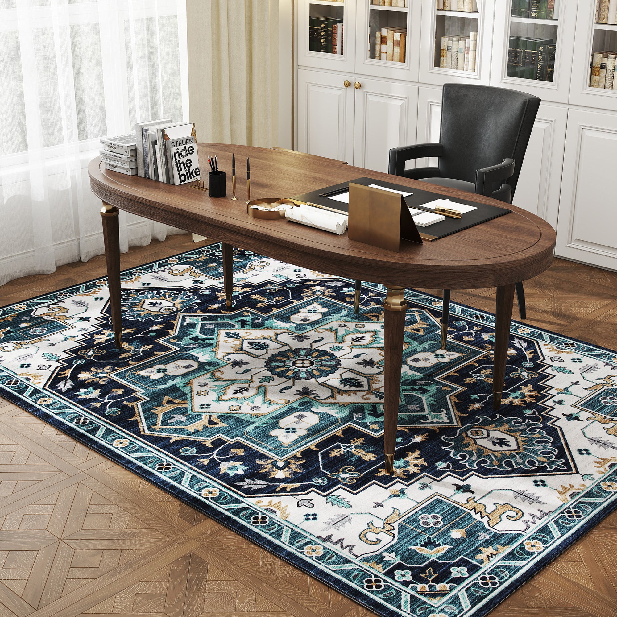 Boho Rug Non-Slip and Washable Short Pile for Living Room and Bedroom, 230x160 cm, Multicolor