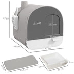 PawHut Closed Cat Litter Box with Filters, Scoop and Tray, PP Structure, 43x44x47cm, Gray - Borgè